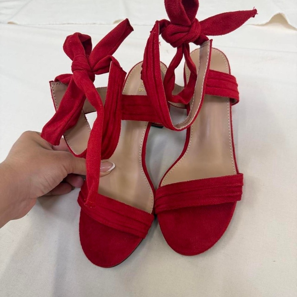 ❤️ Allegra K Red‎ Lace-Up Block Heel Sandals – Size 8 ❤️